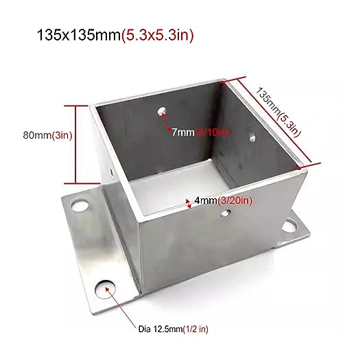 Ancrage carré inox 135mm pour poteau : la fixation durable des terrasses élégantes - 4