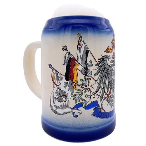 EVERSTYLE® Boccale da birra in Germania, 0,5 l, idea regalo per papà, uomini e amanti della birra, ideale per compleanno, festa della birra e per ogni occasione (blu)