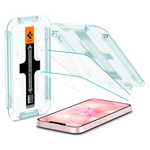 Spigen Glas.tR EZ Fit Verre Trempé compatible avec iPhone 17e, iPhone 16e, iPhone 14, iPhone 13, iPhone 13 Pro, 2 Pièces, Protection Capteur, Résistant aux Rayures,...