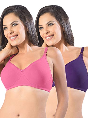 Image of SONARI Womens Non Padded Cotton Spandex Bra | Wire Free, Medium Coverage, Essential Bra | Adjustable Straps, Hook and Eye Closure and Wide Square Back Design for Everyday Comfort -D14