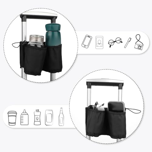 Luggage Travel Cup Holder Free Hand Drink Carrier Hold Two Coffee, Luggage Drink Holder for Suitcase for Most Flight Attendants, Business People, Travel Essentials(Black)4