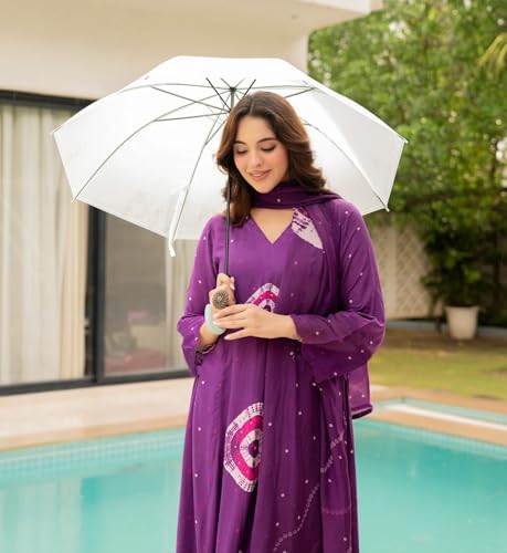 Image of Nermosa Women Viscose Kurta Pant Dupatta Set | Summer Friendly Ethnic Suit Set for Women | V-Neck Printed Kurti with Matching Pants & Dupatta | Casual & Office Wear