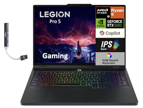 Image of Lenovo Legion Pro 5 AI-Powered Copilot+ Gaming Laptop 16.0 inch 240 Hz IPS WQXGA (2560x1600) (AMD Ryzen 9 8945HX, GeForce RTX 5060 8GB, 32GB DDR5, 4TB SSD, 24-Zone RGB KB, Win11Pro) w /DKZ Port Expander