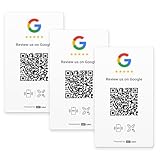 HotLabel – Google Review Card 3-Pack – White – NFC Tap & QR Code – Includes 3 Independent Links (Supports 3 Different Stores or Same) – All Phones Compatible – No App/Subscription