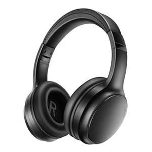 A10 Noise Cancelling Headphones Wireless, Black Bluetooth Headset with Mic, Bluetooth 5.3, HiFi Stereo Sound, Deep Bass, 20+H Playtime, Lightweight On Ear Wired Headphones for Tablet/PC