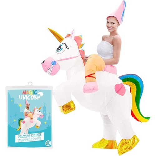 25 Disfraces de Despedida de Soltera Originales y Divertidos para una Fiesta Inolvidable AirSuit® Disfraz de unicornio mágico hinchable | Disfraz inflable divertido | Tamaño adulto | Poliéster Cómodo | Resistente | Sistema de inflación incluido | OriginalCup®