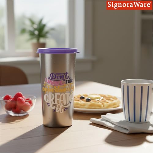 Image of SignoraWare Jumbo Stainless Steel Tumbler | Airtight & Leakproof | Durable & Eco-Friendly | Ideal for Office, Gym, Travel & Daily Use | Great for Outdoor Activities (500ml | Purple)