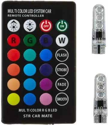 LED Parking Bulb with IR Remote for All Cars (Pack of 2, Small, Multicolor)