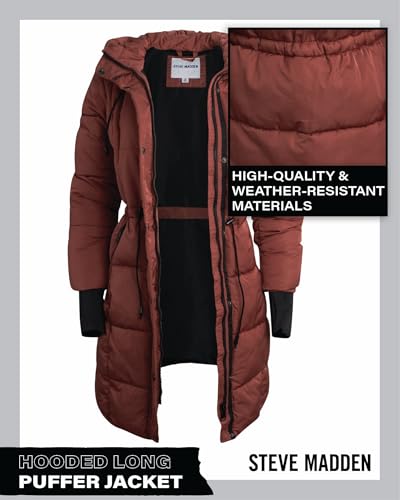 Steve Madden Womens Winter Coat - Insulated Long Hooded Quilted Parka Puffer Jacket - Warm Winter Jacket for Women3