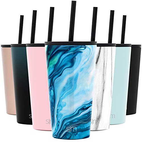 Simple Modern Classic 470ml Termo Cafe con 2 Tapas: Abatible y con Pajita Taza Termica para Llevar Vaso Termico de Viaje 4 Horas Calientes 16 Horas Frias, Botella Agua Acero Inoxidable Mujer u Hombre