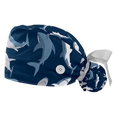 Casquettes de travail ajustables JDEZ pour hommes et femmes avec motif requins