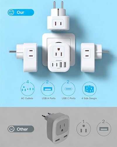 Image of Type E F Plug Adapter 2 Pack, HANYCONY South Korea Outlet Adapter