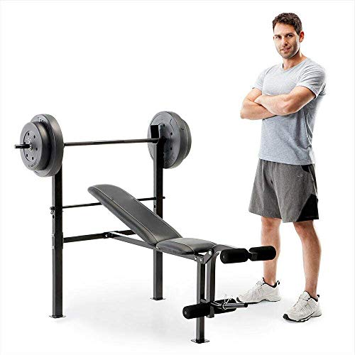 300Lbs Sturdy Construction Competitor Pro Home Gym Standard Adjustable Weight Bench With 80 Pound Set Can Be Used For Legs, Preacher Curls, Bench Press, And More Suitable For Home Gym Setups