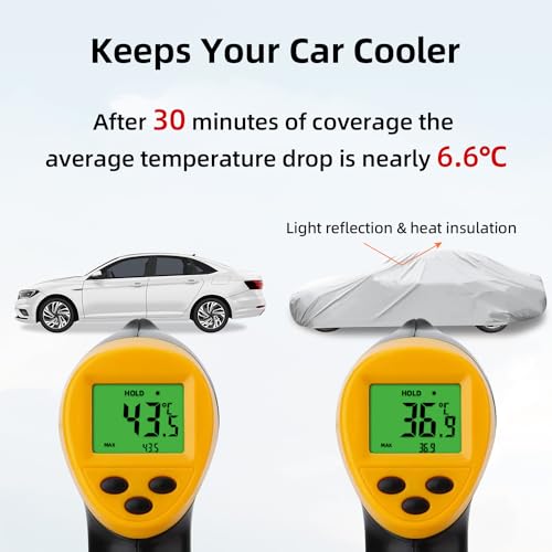 Auto Abdeckplane Vollgarage, Ohuhu Autoabdeckung für Limousine (485-510cm), Autoplane Auto Abdeckung Sommer & Winter, Autoabdeckung Outdoor Indoor, UV-Schutz Regen Sonne Schnee