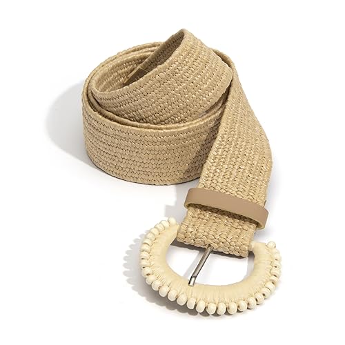 Straw Woven Belts for Women Dresses Boho Braided Stretchy Waist Belt for Summer Dress Pants 2 Pack3