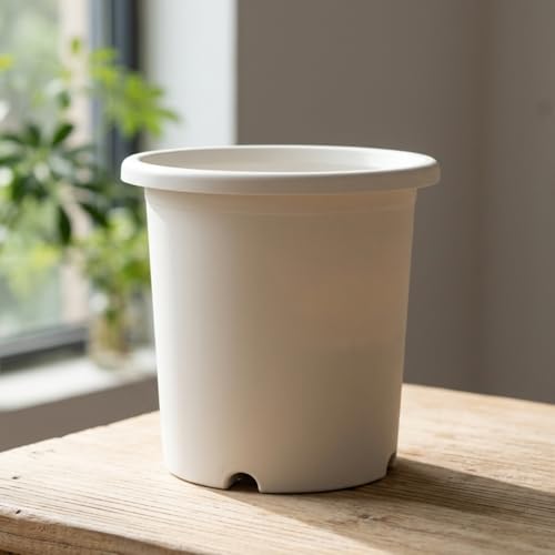Grand pot de fleurs de qualité supérieure Ø28.5cm blanc cassé avec soucoupe - Type 293
