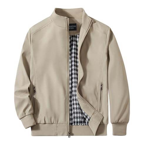 URBANFIND Men's Sports Shell Jacket Lightweight Windbreaker Outdoor Recreation Coat US L Khaki