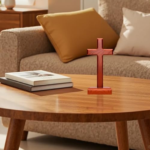 Cruz de madera religiosa para decorar el escritorio y crear un altar en casa 6