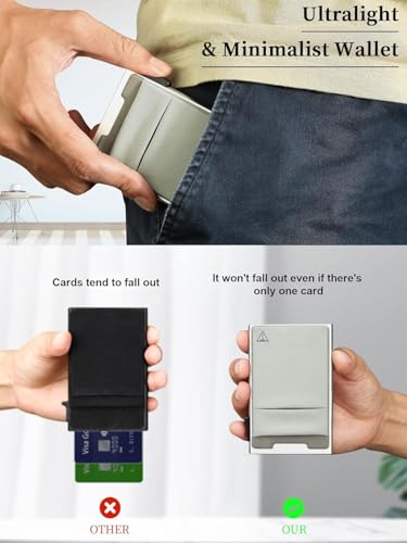 Image of TOYFID Credit Card Holder Wallet for Mens - Metal Slim Minimalist Cards Holder with Stretch Money Pocket - RFID Blocking&Ultralight Small Wallet