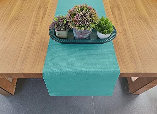 100% Cotton Ribbed Table Runner - Pack Of 1 - 13 X 72 Inches - Turquoise Blue - Dining Or Kitchen Table Runner Thick Construction For Everyday Use, Picnic, Outdoor Table, Parties, Etc - By Avka Studio #TOP1