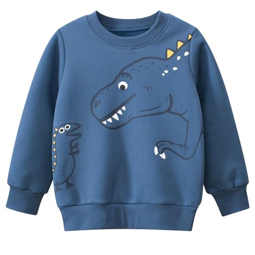 Toddler Boys Fleece Sweatshirts Dinosaur Crewneck Pullover Sweater Winter Clothes3
