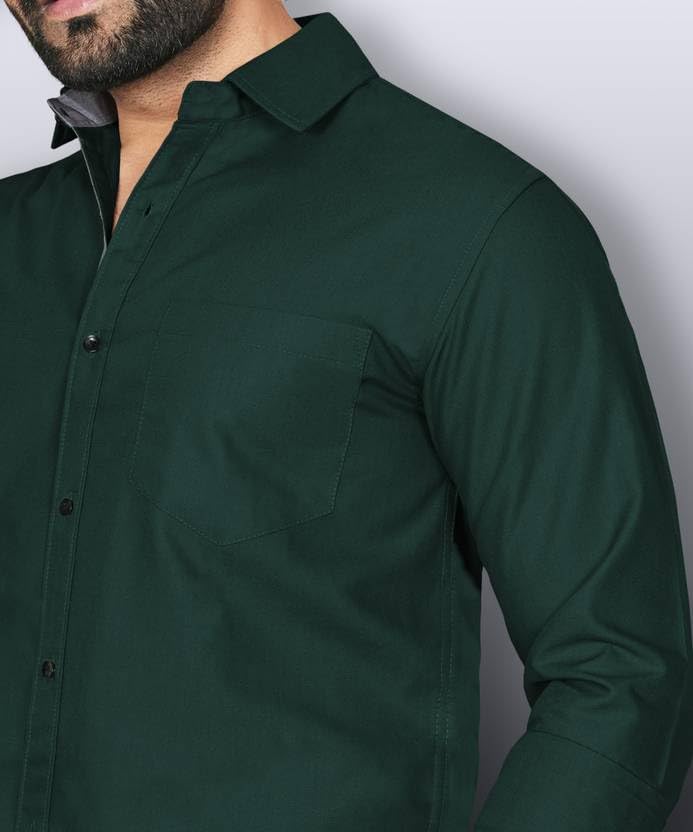 Image of Teaserwear Mens Slim Fit Casual Shirt | Solid Polo Neck Design | Premium Cotton Blend Fabric | Full Sleeve Formal and Casual Wear for Men