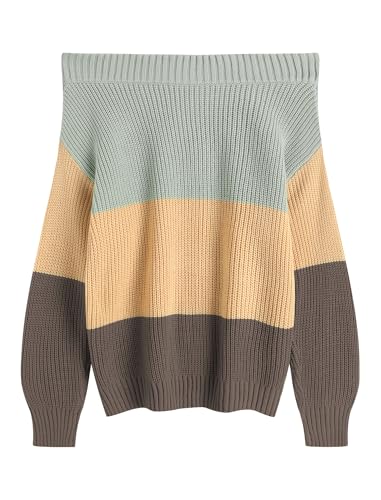 Image of ZAFUL Sweaters for Women Off Shoulder Knit Sweater with Long Sleeve Loose Pullover Jumper Tops
