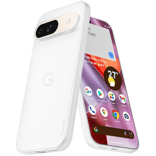 memumi for Google Pixel 9/9 Pro Ultra Thin Case, 0.3mm Lightweight Matte Finish Coating Hard Slim Case for Google Pixel 9 9 Pro Minimalist Design, Semi-Translucent White