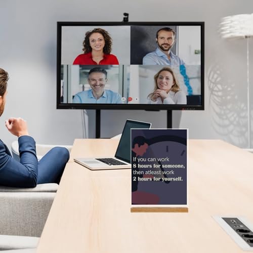 Yoosso 2 Stück Tischaufsteller, A4 Preisschilder Aufsteller L Form Tischständer Acryl Werbeaufsteller Display mit Holzfuß für Hochzeit Restaurant Büro Cafe (21 x 29,7cm)