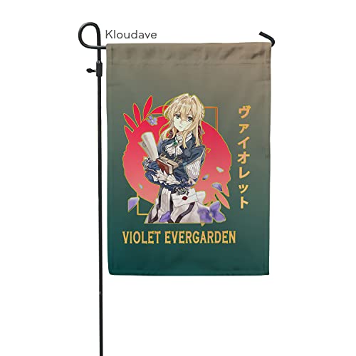 Violet Anime Manga Garden Flag Evergarden Light Novel Merch Indoor Outdoor Decoration Flag 12x18 Inches Two-Sided Printing for Home Party Yard Backyard Garden Lawn - 018