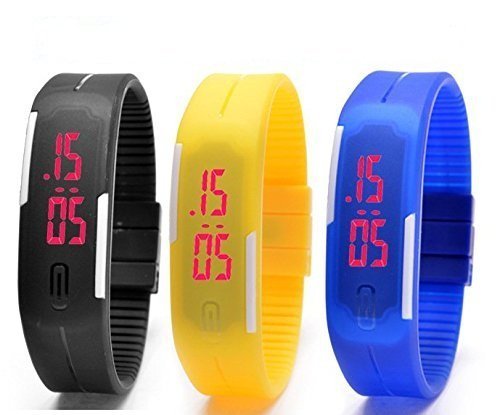 Pappi-Haunt Silicone Set Of 3 Jelly Slim Digital Led Bracelet Band Multicolor Dial Boys And Girls Watches-Led Band Offers (B01L9UH9YO) Amazon Price History, Amazon Price Tracker
