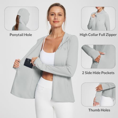 Image of baleaf Women's Sun Protection Jacket Hoodie Clothing Lightweight Long Sleeve Sun Cover Up Shirt