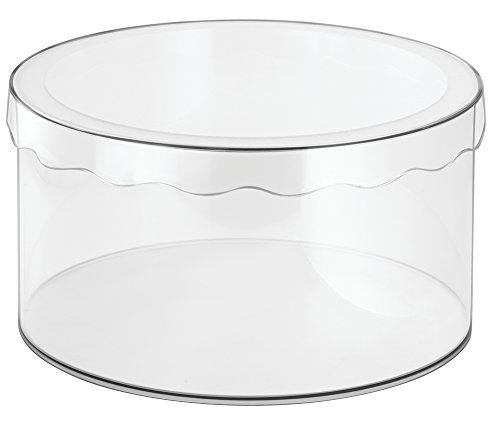 InterDesign Clarity Sombrerera con Tapa, Mediana Caja de Almacenamiento Redonda en plástico para pañuelos, Sombreros y Otros Accesorios, Transparente