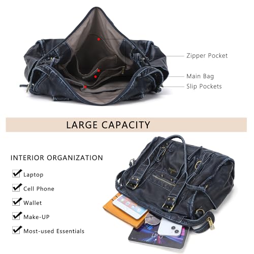 Angel Kiss Bag,Hobo Purses For Women Vintage Leather Large Satchel Tote Handbag Multi Pocket Shoulder Bag4