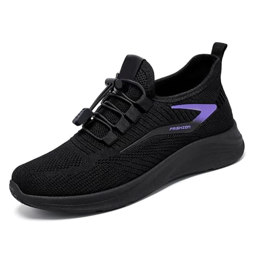 ZWRXW Orthotic Shoes for Women Men, Hands Free Slip On Sneakers, Arch Support Walking Shoes, Knit Breathable Lightweight Comfortable Orthopedic Shoe Fashion Sneakers Trainers Black