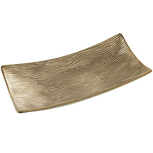 Centre de table rectangulaire en céramique dorée 40x20x9cm pour salon - 2
