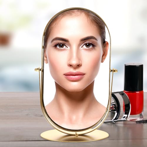 Espejo de maquillaje vintage con soporte pequeño de metal miniatura 2