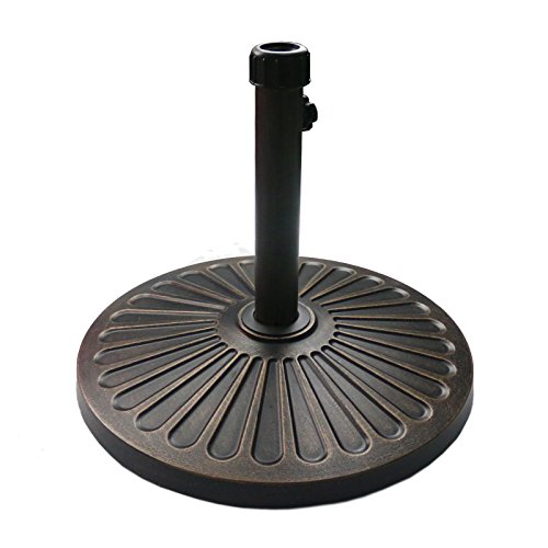 Sunnyglade 18″ 30.2-lbs Heavy Duty Round Antiqued Umbrella Base for Patio, Outdoor – Bronze