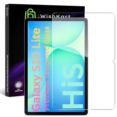 iWishKart® Military Grade compatible with Samsung Galaxy Tab S10 Lite 10.9 Inch Tab Tempered Glass Screen Protector Guard Full Screen Coverage Edge to Edge with Easy Installation kit | Anti-Scrat