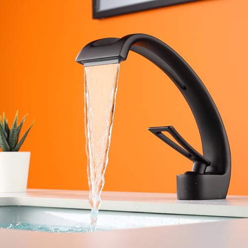 Robinet cascade lavabo salle de bain mitigeur monotrou eau réglable brossé