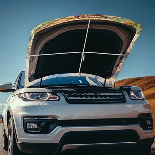 Image of Car Hood Cover for Cars Horse Racing Print Auto Exterior Accessories Stretchable Dustproof Auto Engine Cover Easy to Install All-Season Protection