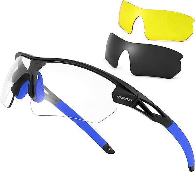 KOOTU Photochromic Cycling Sunglasses for Men Women, UV Protection Clear Transition Sunglasses, Sport Goggles with Night Vision Lenses and Polarized Lenses Perfec
