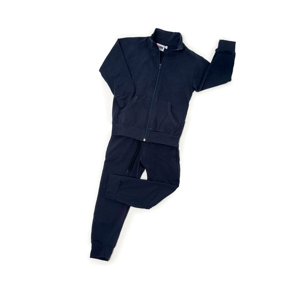Tuta Bambino Blu Completa Con Zip Cotone Garzato Felpata Invernale