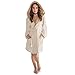 Produktbild CelinaTex Miami Damen Bademantel mit Kapuze XS Creme beige Coral Fleece Morgenmantel Mikrofaser Saunamantel