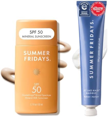 Summer Fridays Mini Jet Lag Mask & ShadeDrops SPF 50 Face Sunscreen (2 Ct)