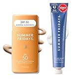 Summer Fridays Mini Jet Lag Mask + ShadeDrops SPF 50 Mineral Sunscreen Skin Care Set - Hydrating Face Moisturizer + Mask with Hyaluronic Acid - Lightweight, Skin-Blurring Face Sunscreen (2 Count)