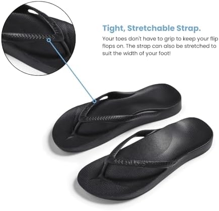 Archies Arch Support Flip Flops, Men & Women, Black, US Men's 8/Women's 9 — view 7