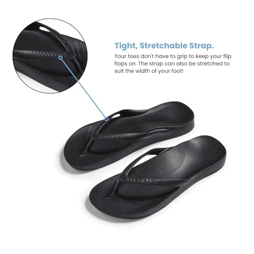 ARCHIES Arch Support Flip Flops for Men & Women – Orthotic Sandals for Plantar Fasciitis Relief – Lightweight, Cushioning, Shock-Absorbing Sandals for Walking, Foot Pain - Black (UK 7) - Image 7