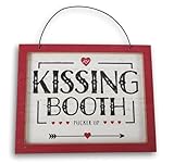 Valentine's Day Red Mini Kissing Booth Framed Mini Hanging Sign - 5 x 4 Inch