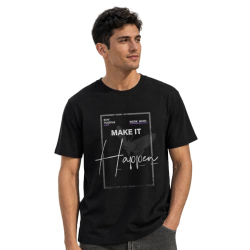 Image of Nobero 100% Cotton T Shirts for Men Stylish | Regular Fit | Graphic Printed T Shirts for Men 180 GSM Combed Cotton | Round Neck Half Sleeve
